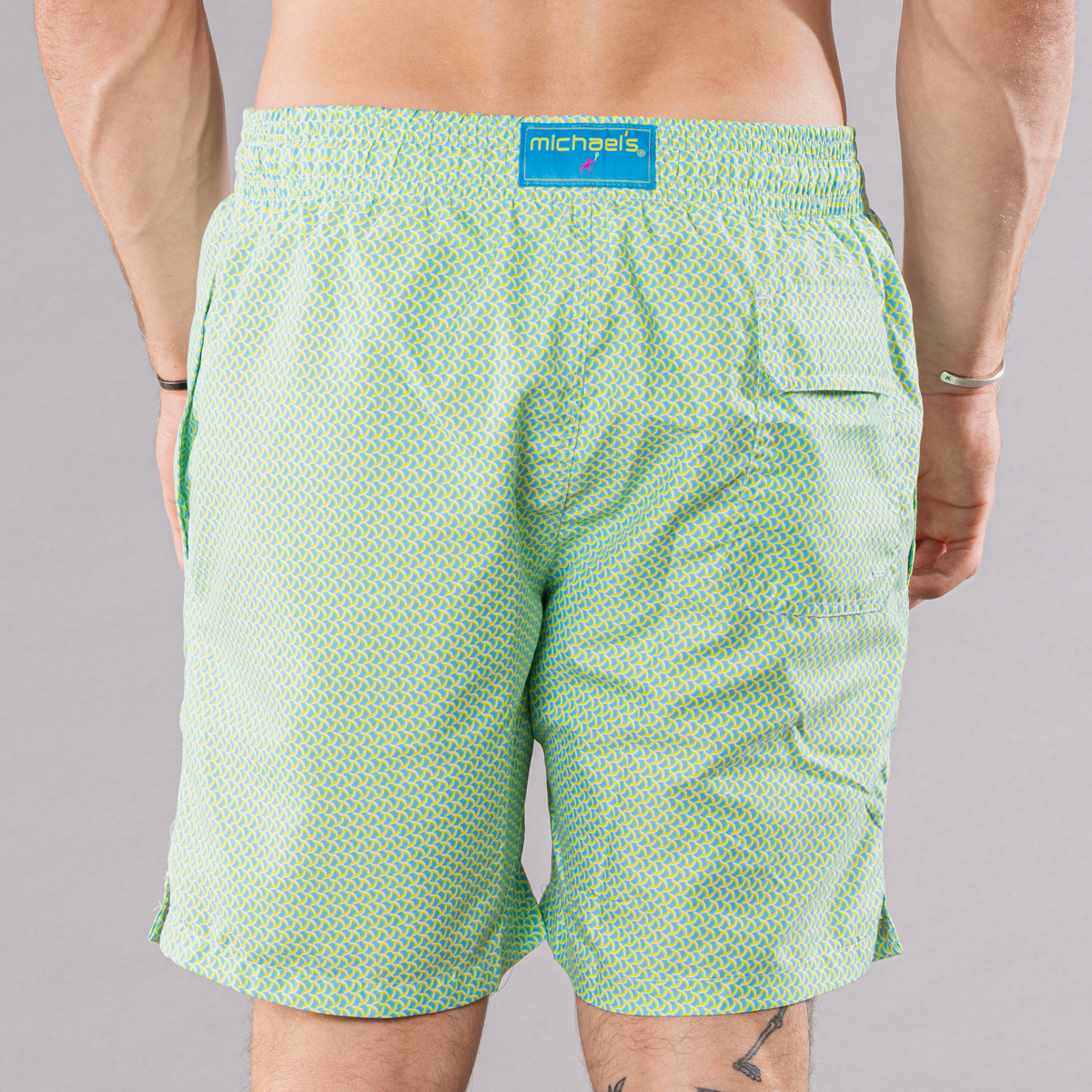 Men's Cyclist Liner Swim Trunks - Wave Print