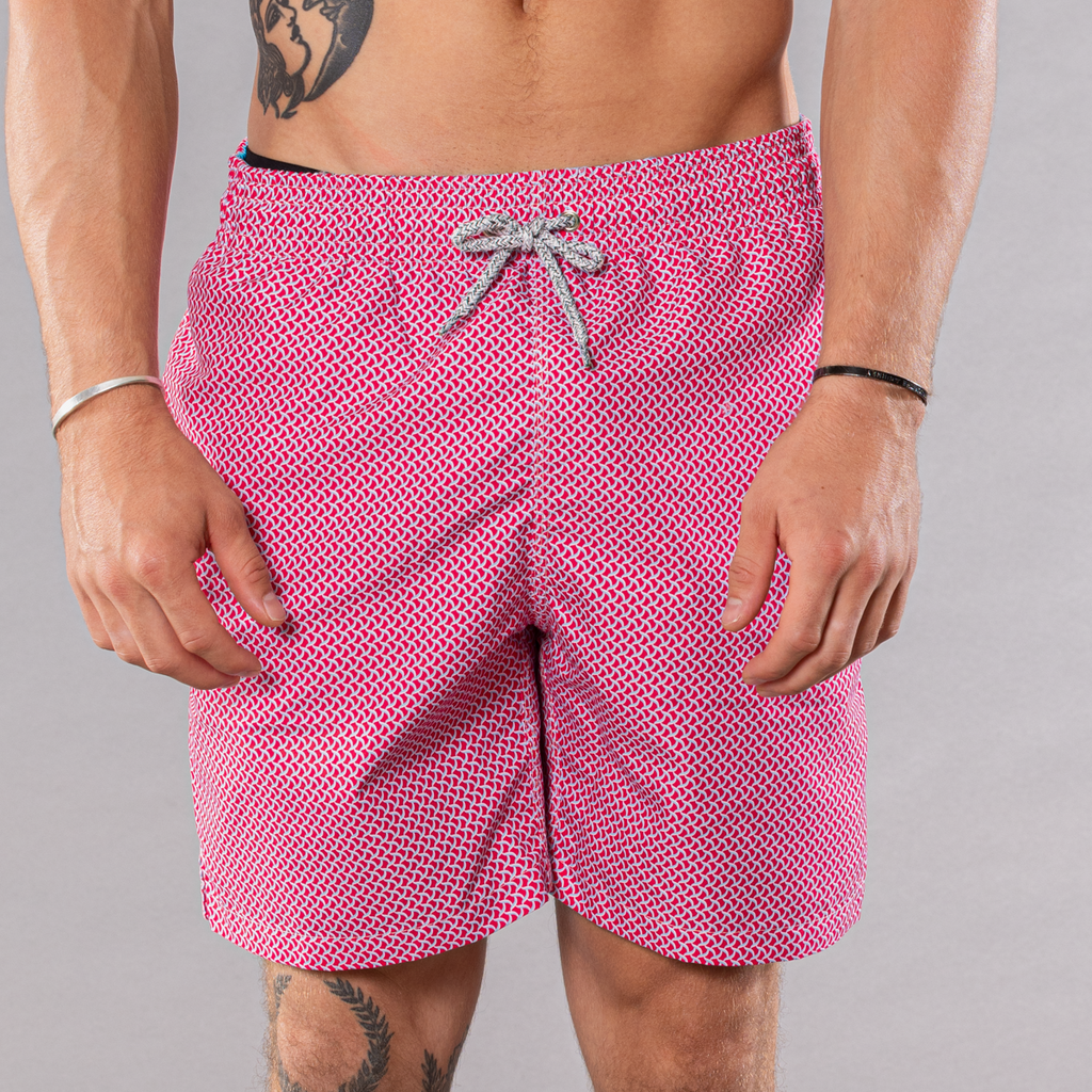 Men's Cyclist Liner Swim Trunks - Wave Print