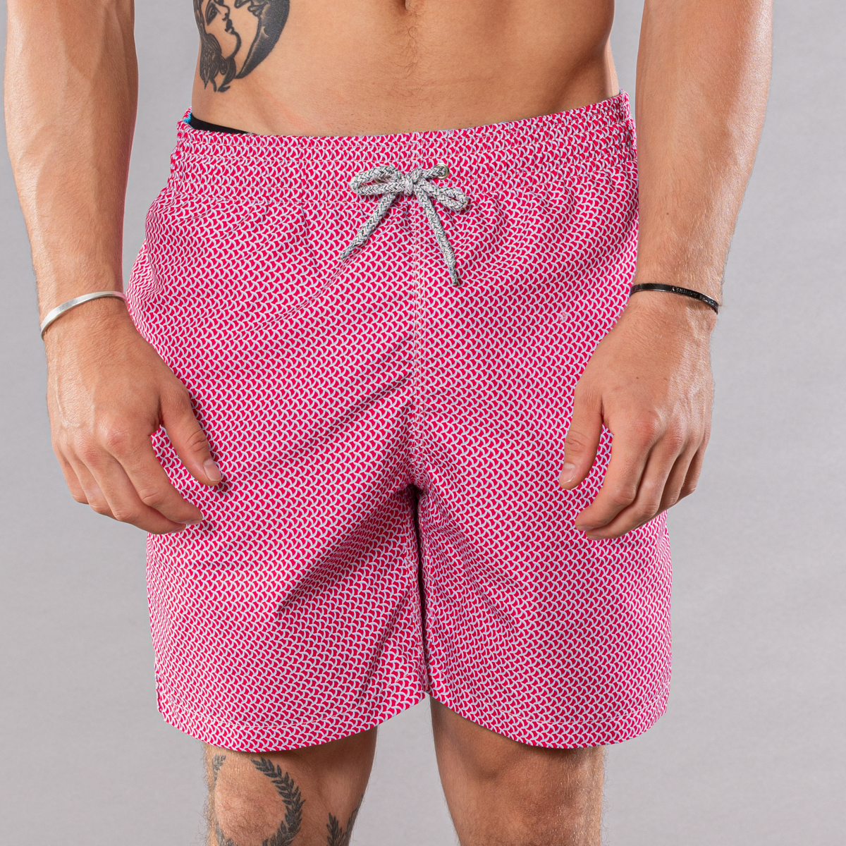 Men's Cyclist Liner Swim Trunks - Wave Print