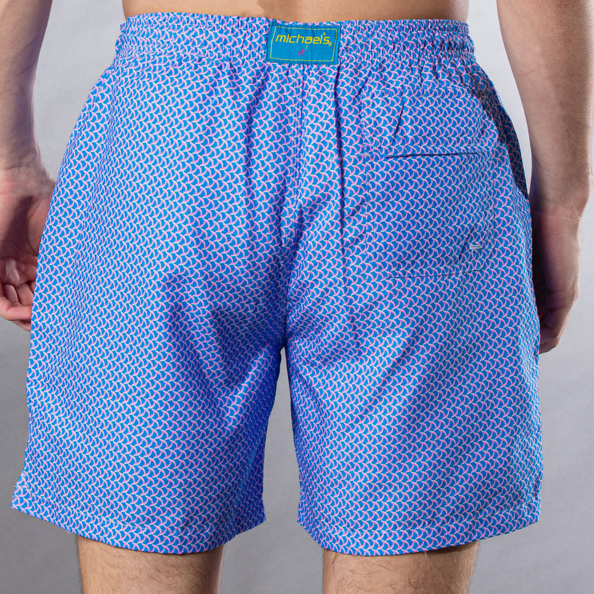 Men's Cyclist Liner Swim Trunks - Wave Print