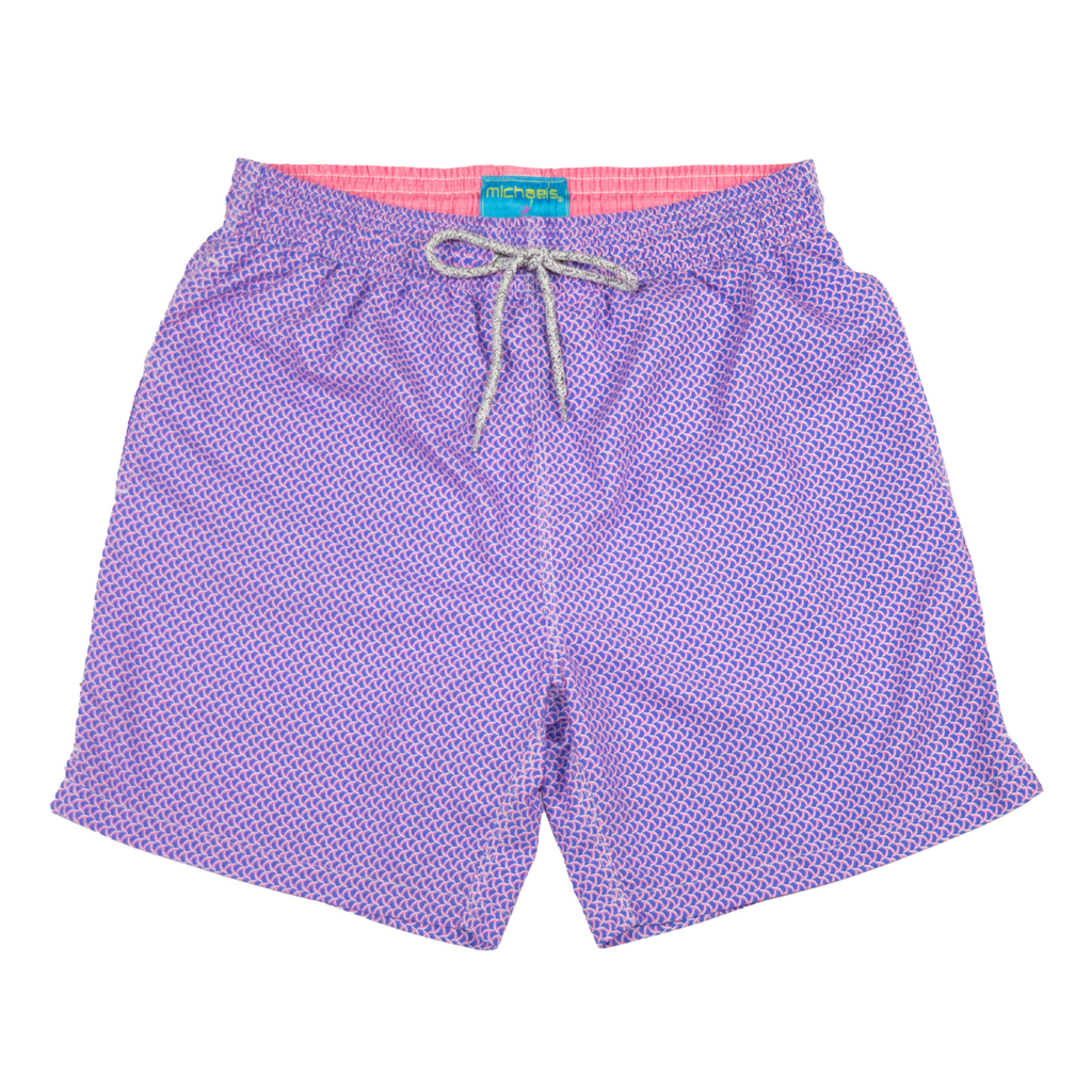 Boy's Cyclist Liner Swim Trunks - Wave Print