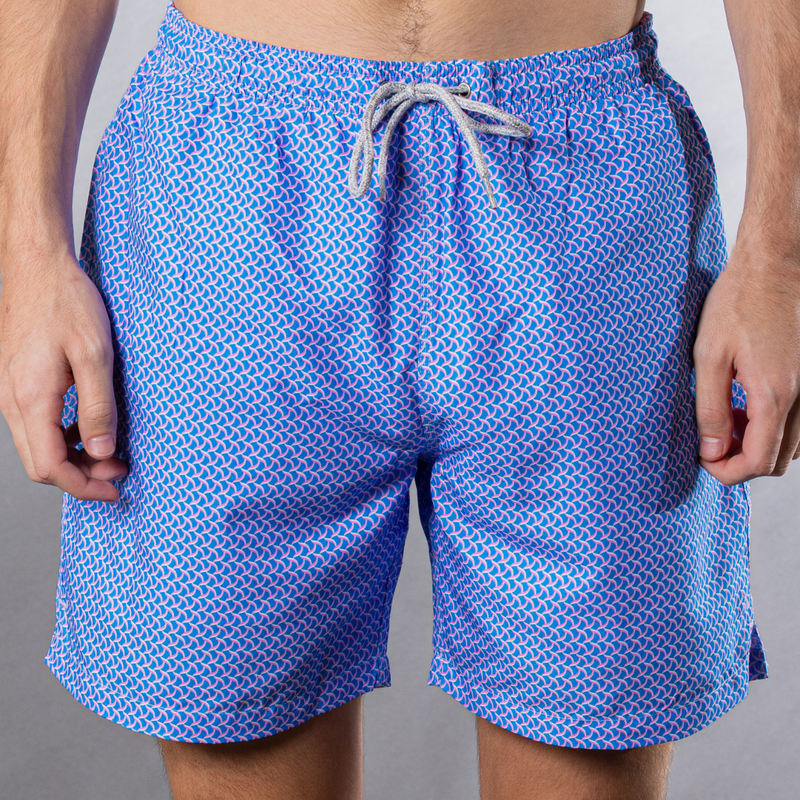 Men's Mesh Liner Swim Trunks - Wave Print
