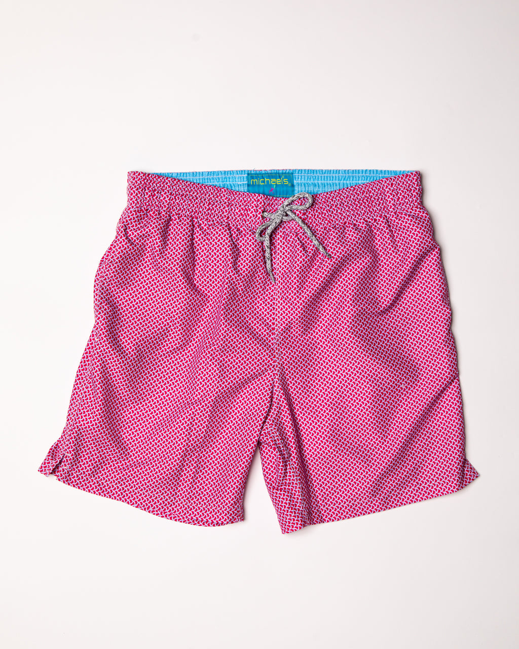 Men's Cyclist Liner Swim Trunks - Wave Print Coral/Turquoise