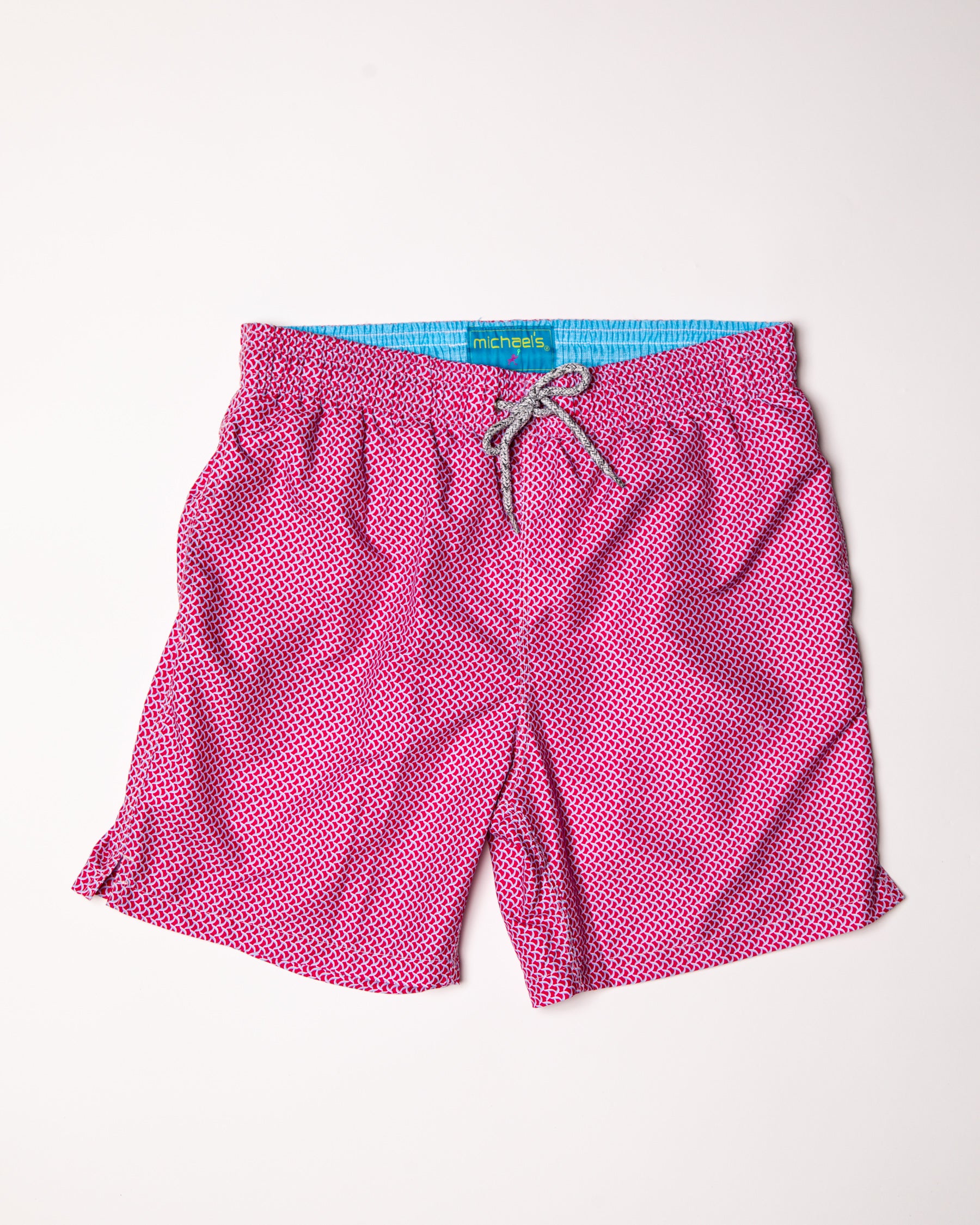 Men's Cyclist Liner Swim Trunks - Wave Print Coral/Turquoise