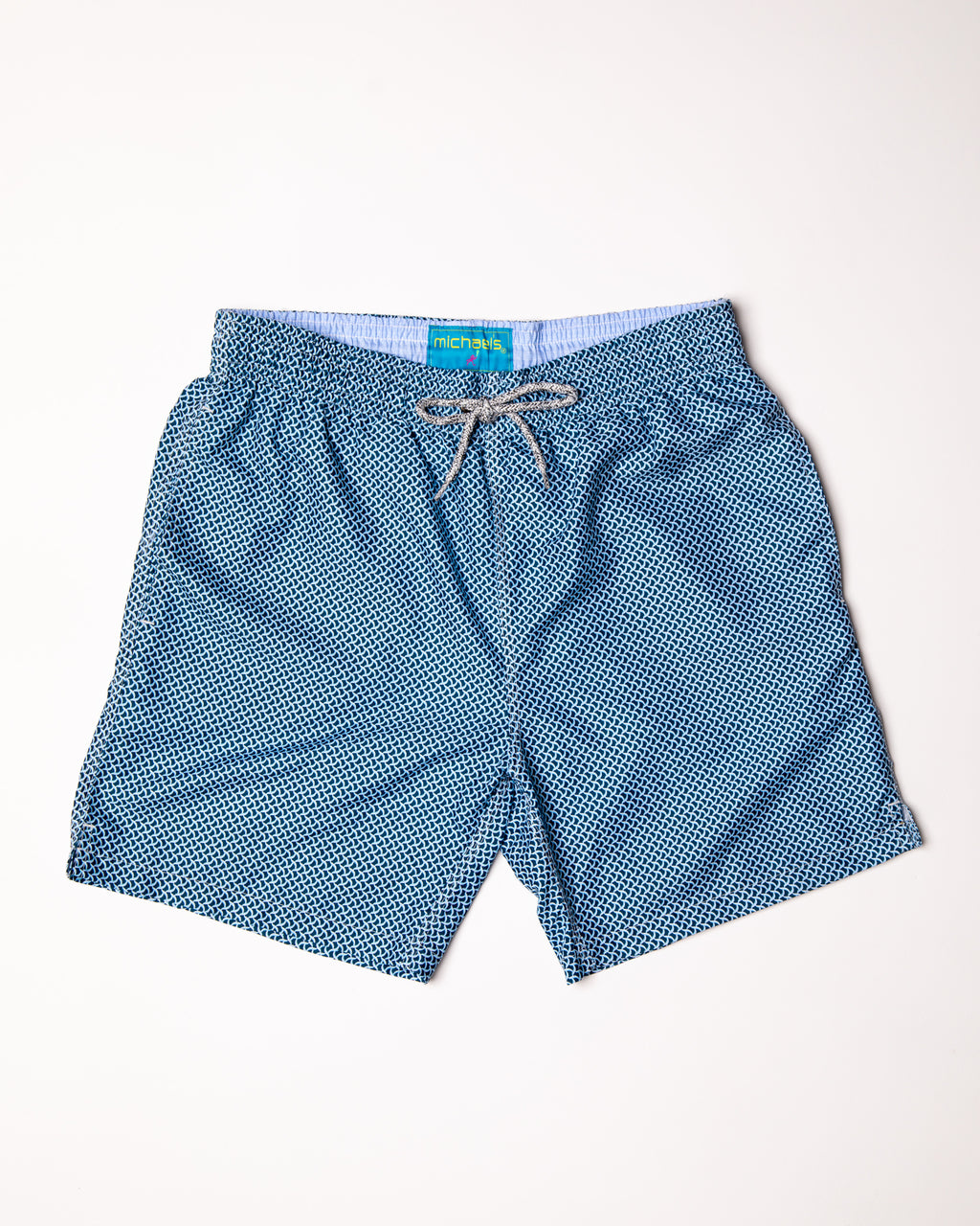 Men's Mesh Liner Swim Trunks - Wave Print Navy/Sky