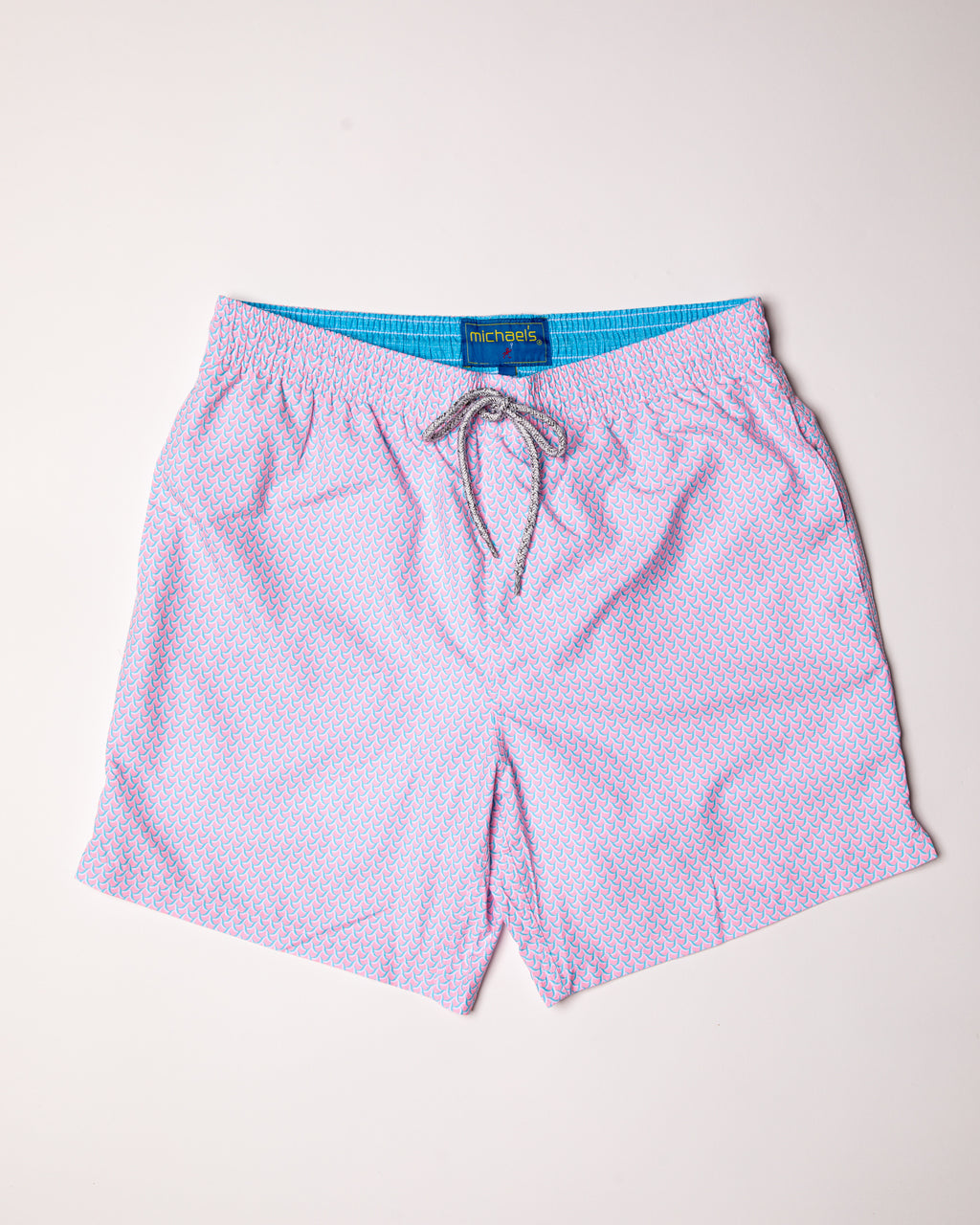 Men's Cyclist Liner Swim Trunks - Wave Print Pink/Turquoise