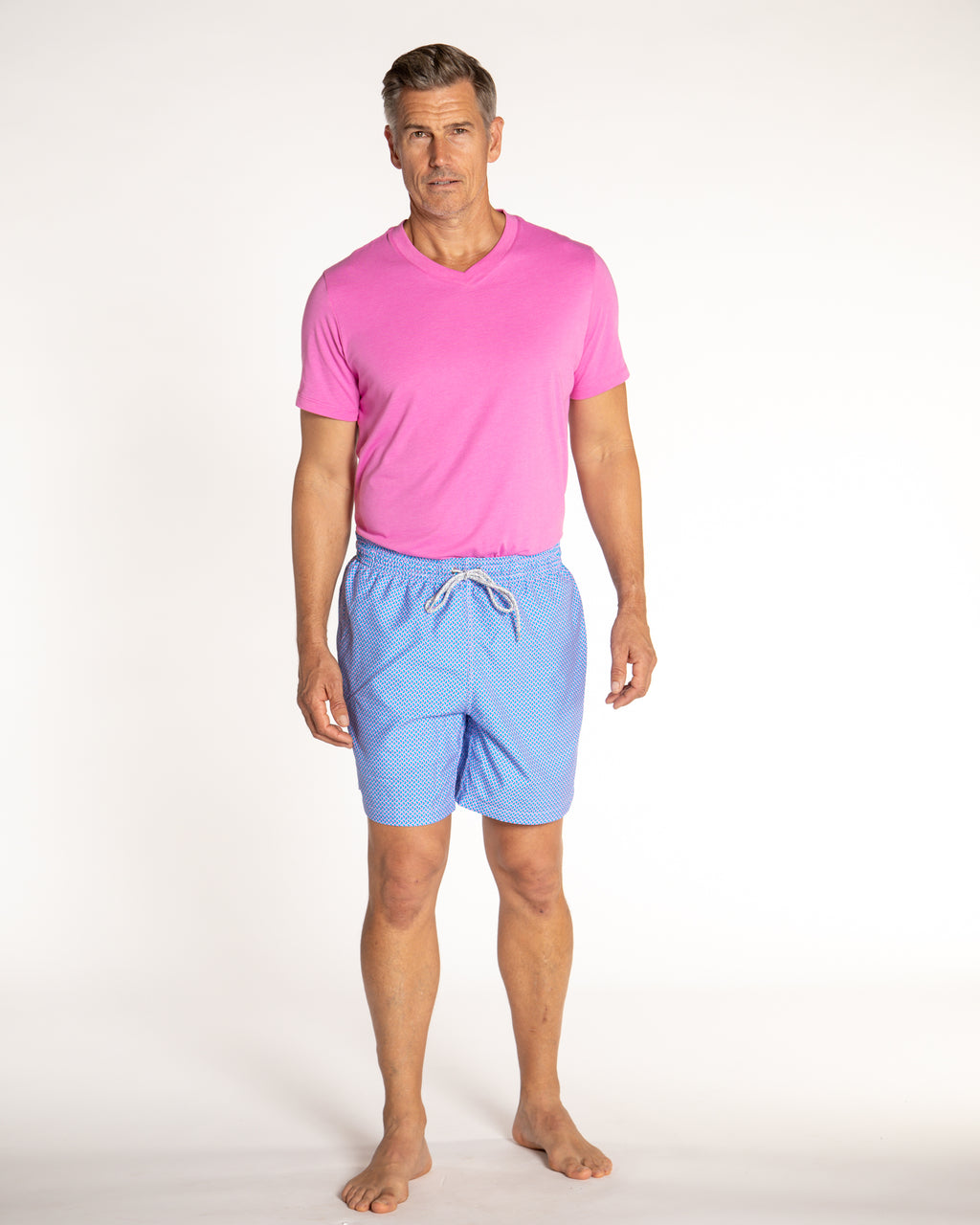 Men's Cyclist Liner Swim Trunks - Wave Print Turquoise/Coral