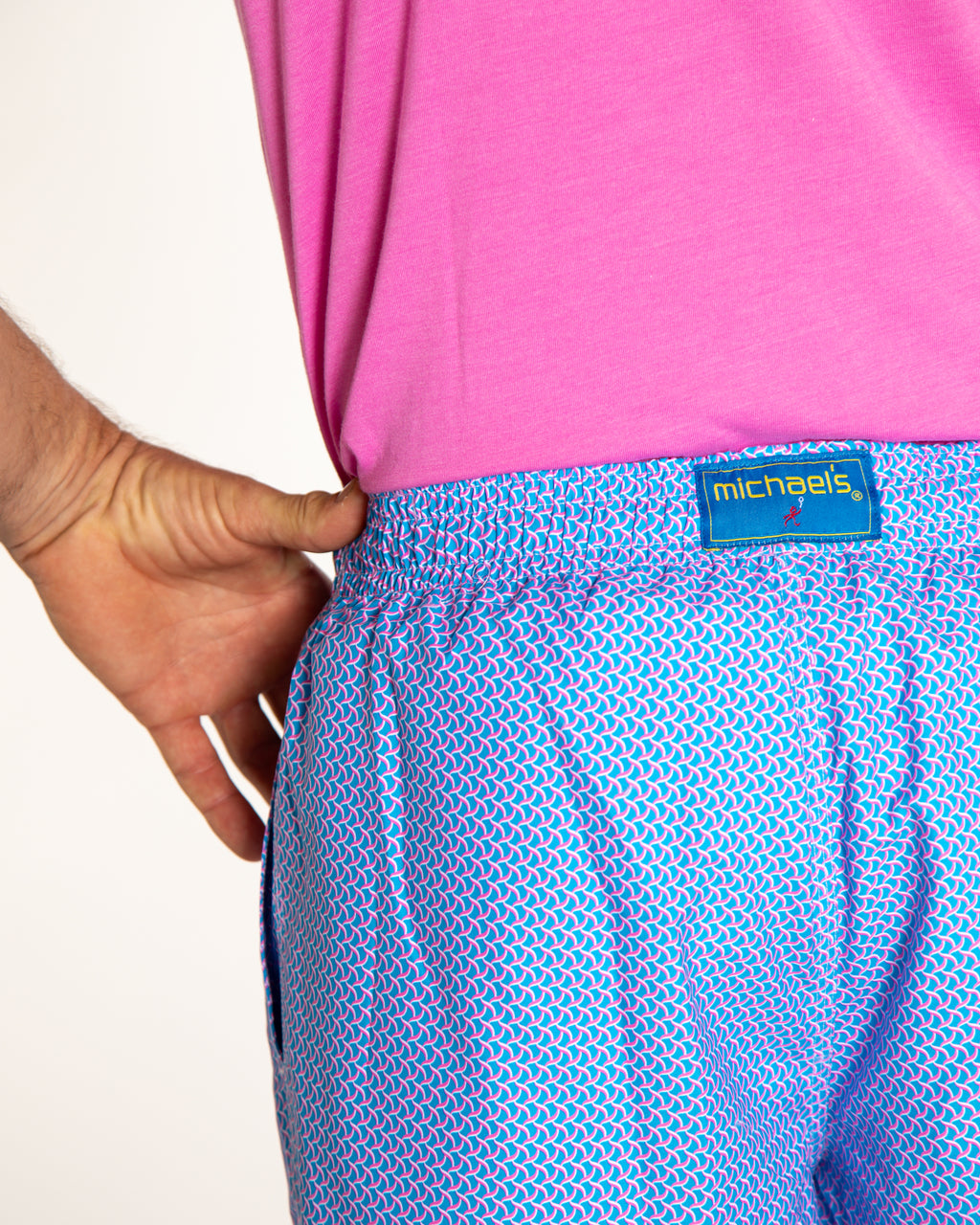 Men's Cyclist Liner Swim Trunks - Wave Print Turquoise/Coral