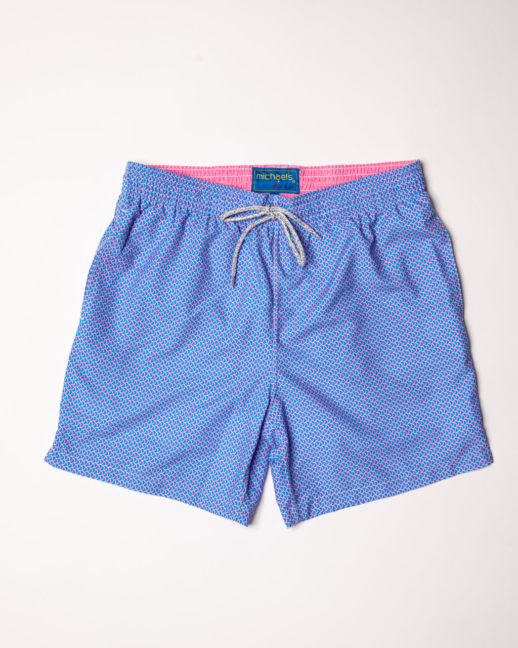 Men's Cyclist Liner Swim Trunks - Wave Print Turquoise/Coral