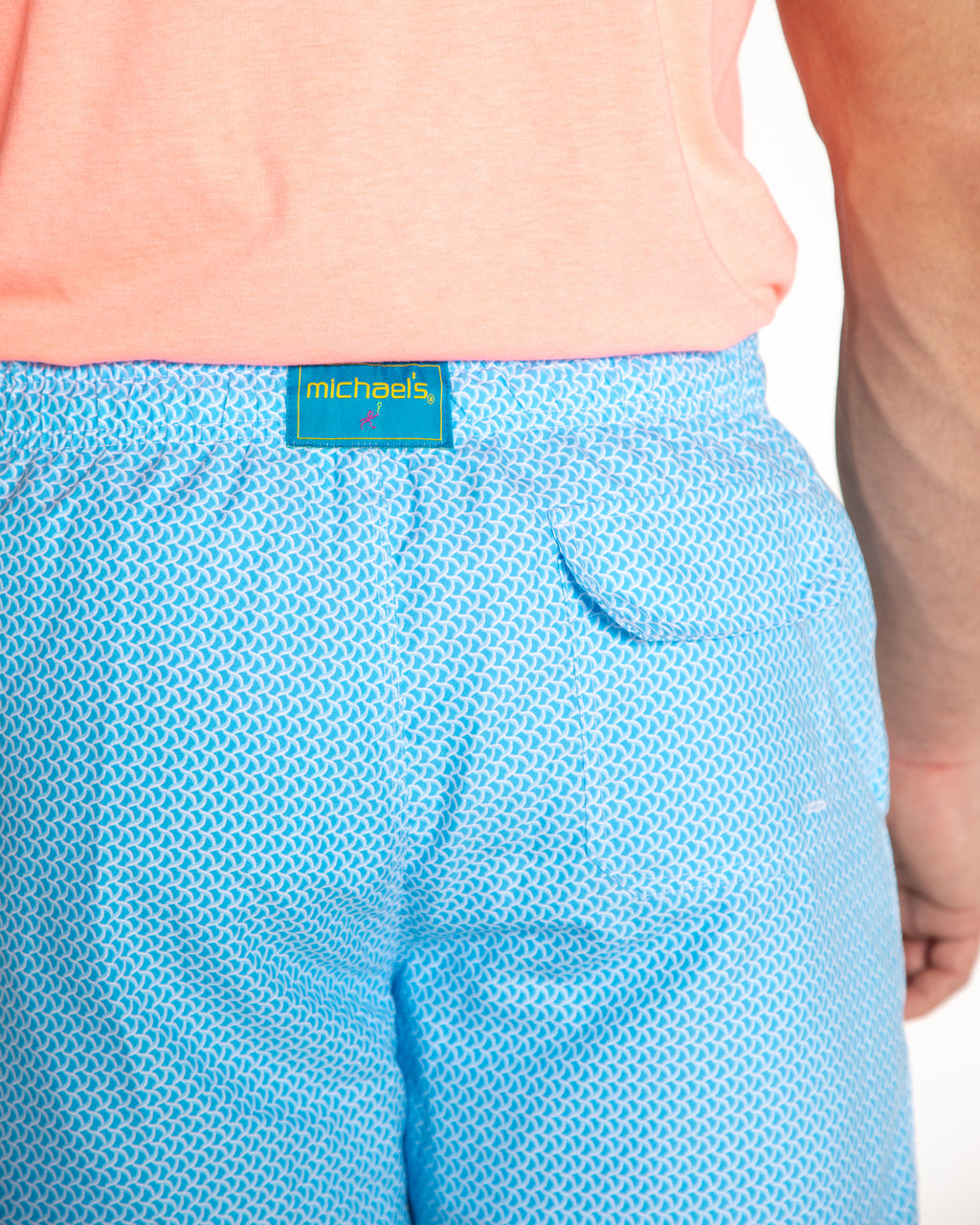 Men's Cyclist Liner Swim Trunks - Wave Print Turquoise/Sky