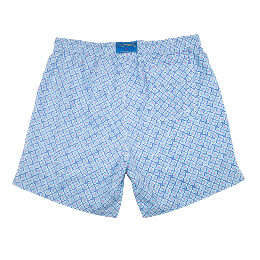 Men's Cyclist Liner Swim Trunks - Windmills Turquoise/Coral