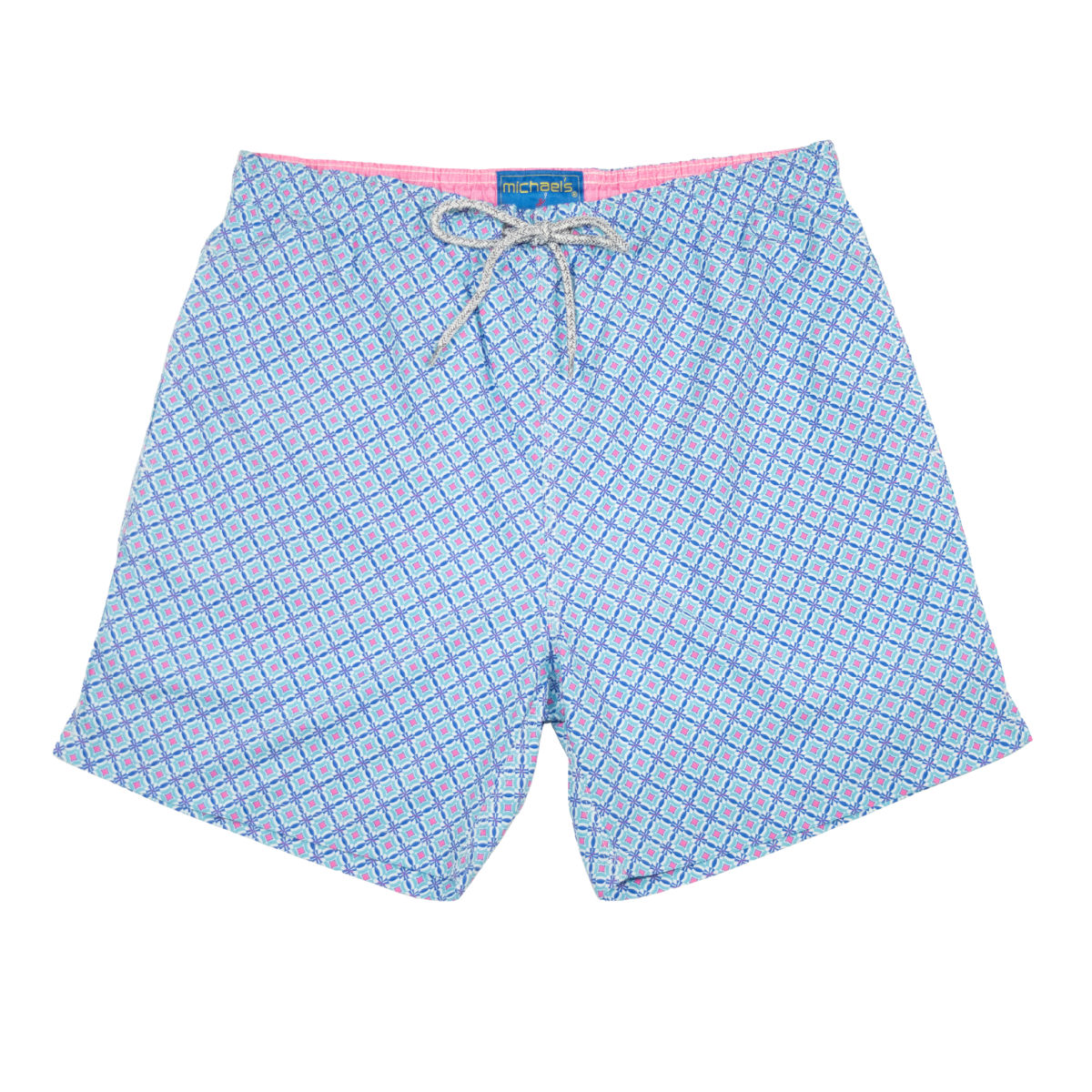 Men's Cyclist Liner Swim Trunks - Windmills Turquoise/Coral