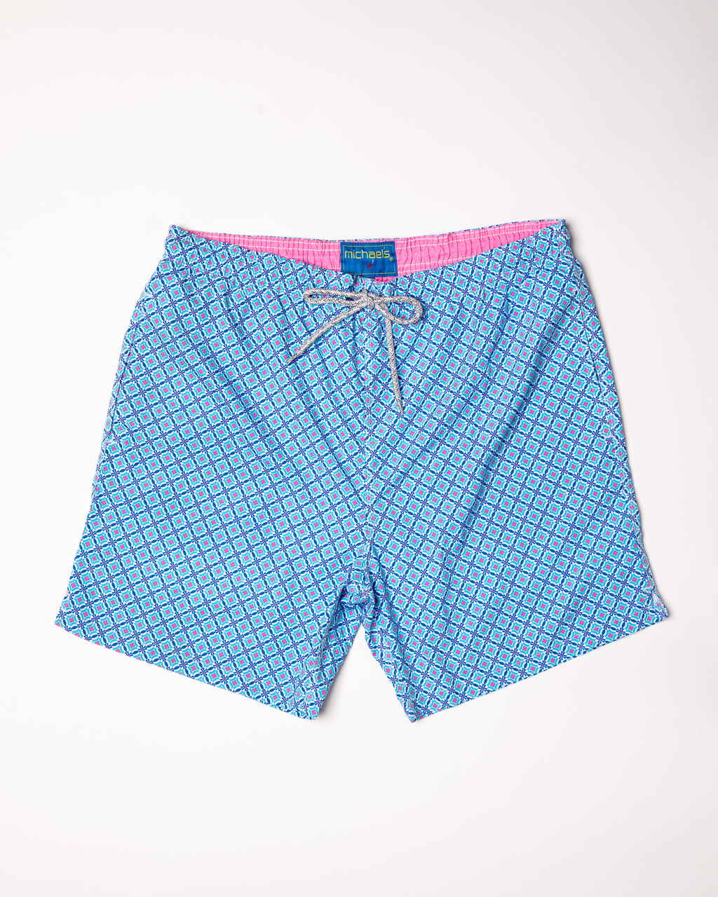 Men's Mesh Liner Swim Trunks - Windmills Turquoise/Coral