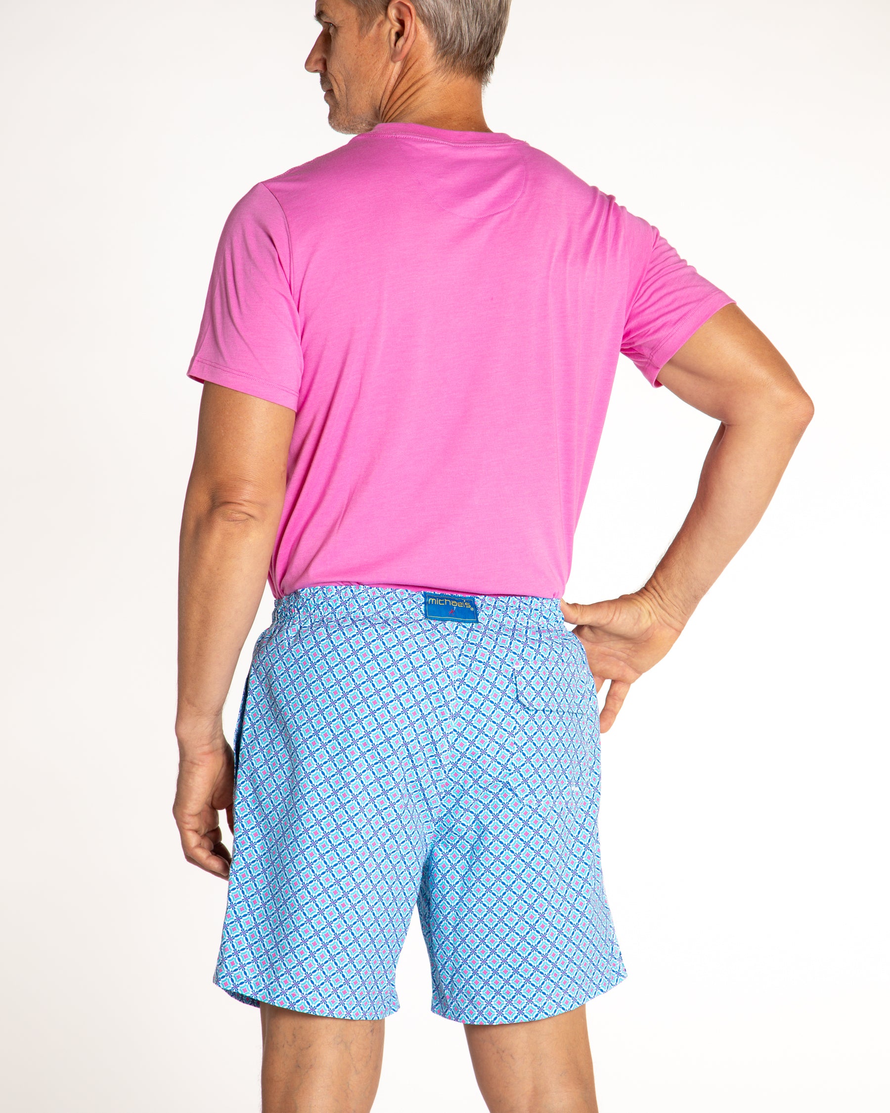 Men's Mesh Liner Swim Trunks - Windmills Turquoise/Coral