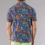 Men's Printed Pima Cotton / Stretch Short Sleeve Shirt - Zebras Multicolored