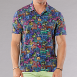 Men's Printed Pima Cotton / Stretch Short Sleeve Shirt - Zebras Multicolored