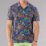 Men's Printed Pima Cotton / Stretch Full Button Front Shirt - Zebras Multicolored