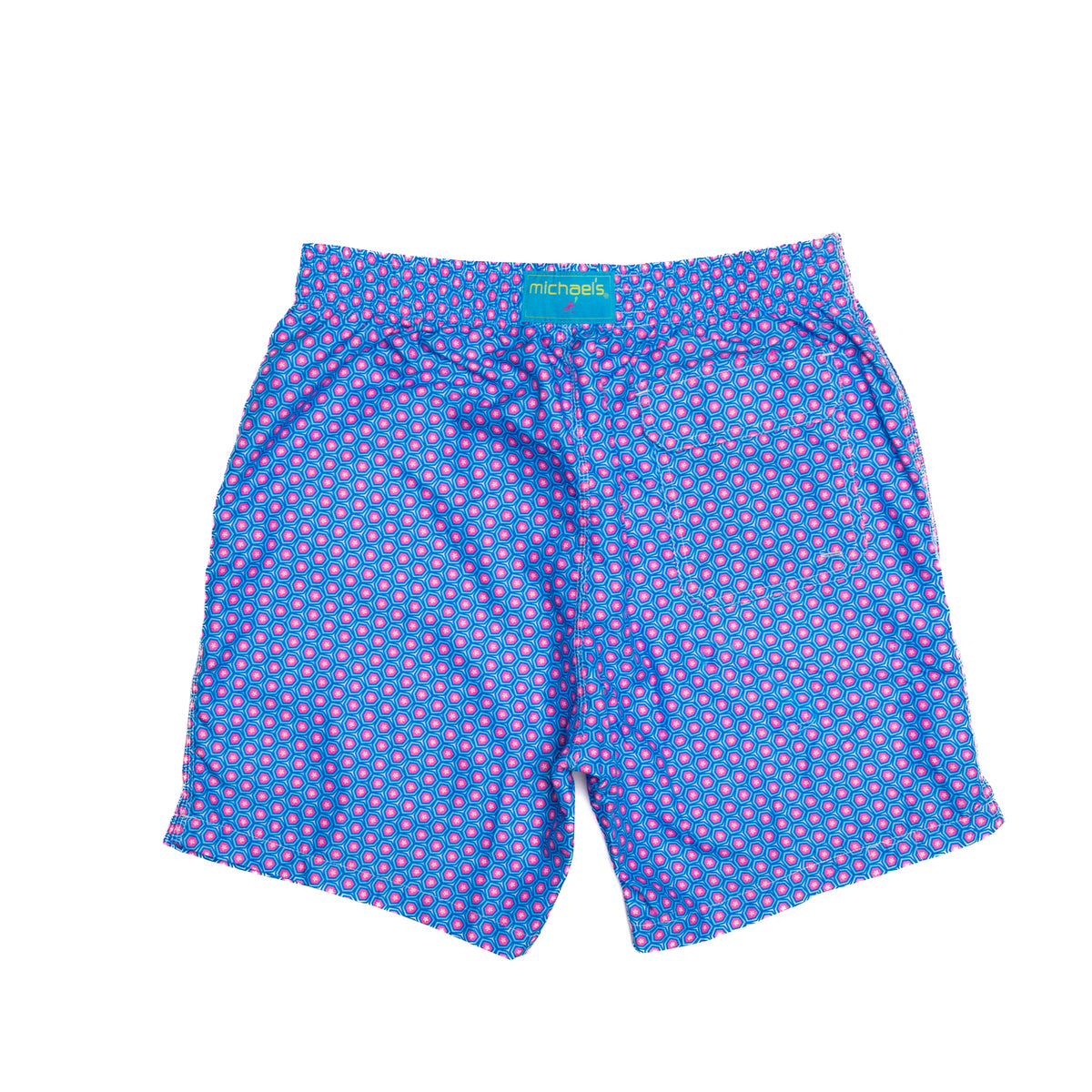 Blue/pink swim trunks with cupcake pattern for boys