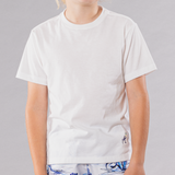 Boy's crew neck T-shirt in white, front view