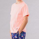 Boy's Solid Crew Neck T-Shirt - Coral/Heather