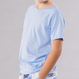 Boy's Solid Crew Neck T-Shirt - Medium Blue