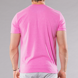 Men's crew neck T-shirt in magenta, back view