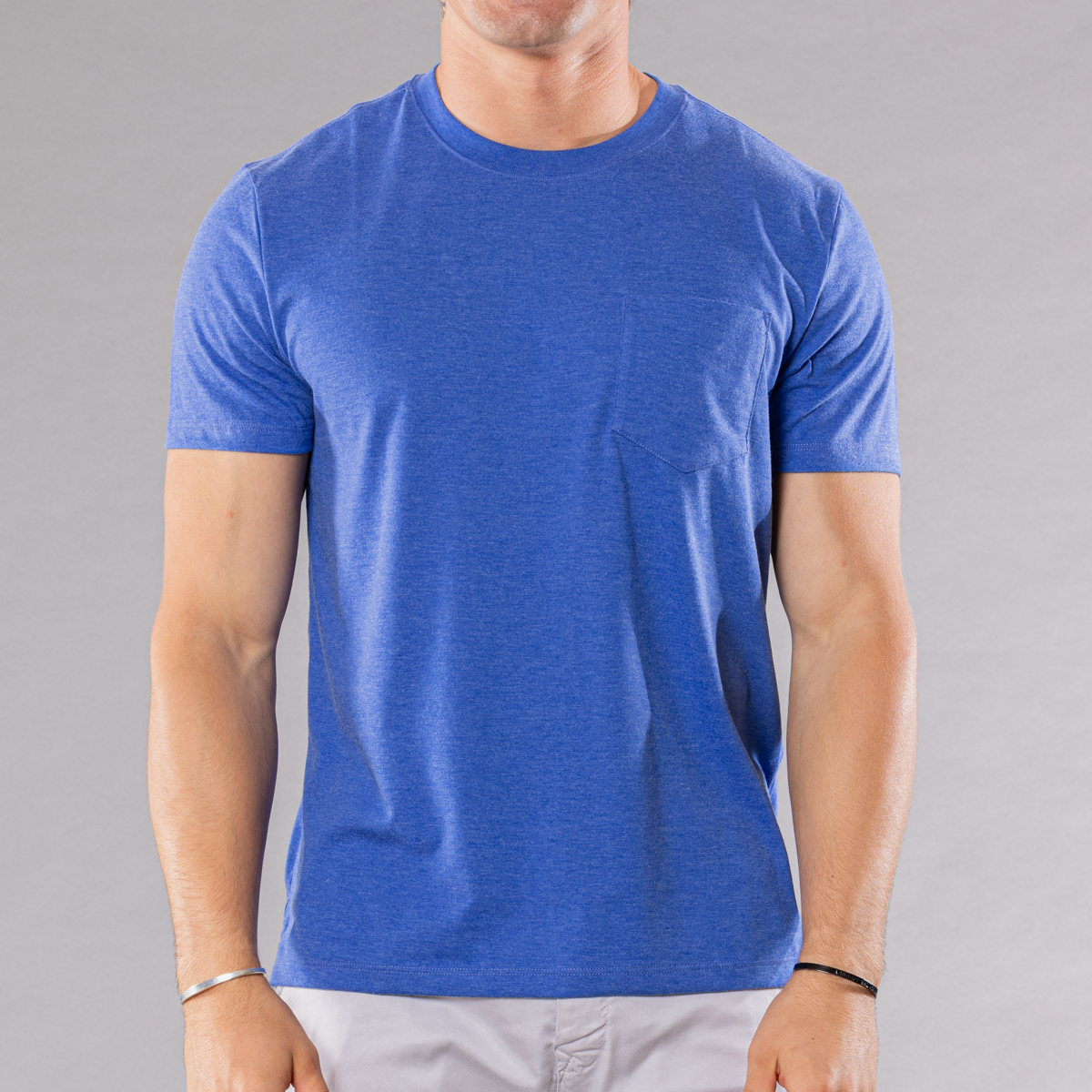 Men's Solid Crew Neck T-Shirt - Navy/Heather