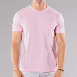 Men's crew neck T-shirt in pink, front view