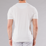 Men's crew neck T-shirt in white, back view