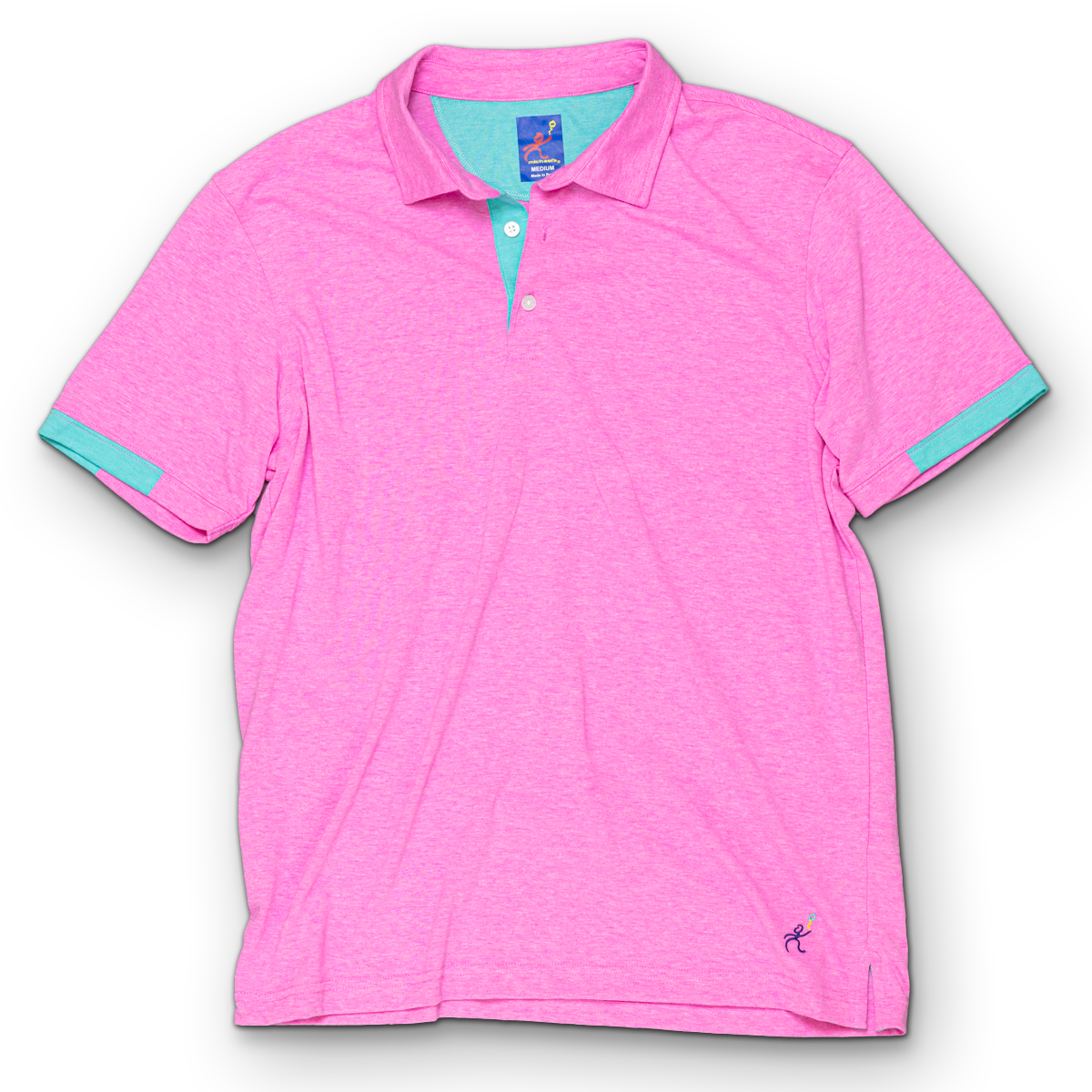 Men&#39;s magenta polo shirt with contrast sleeve