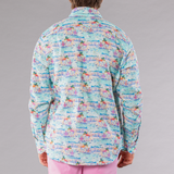 Men's Printed Linen Long Sleeve Shirt - Multicolored Portofino