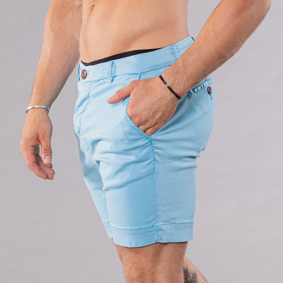 Men&#39;s pima cotton/stretch shorts in turquoise