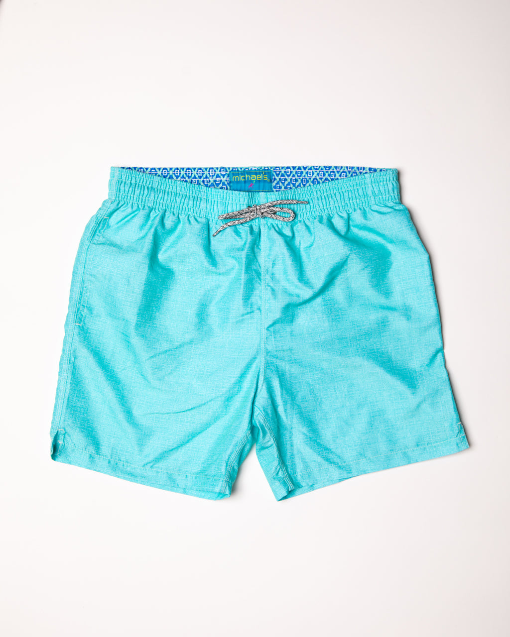 Men's Mesh Liner Swim Trunks - Solid Linen Aqua