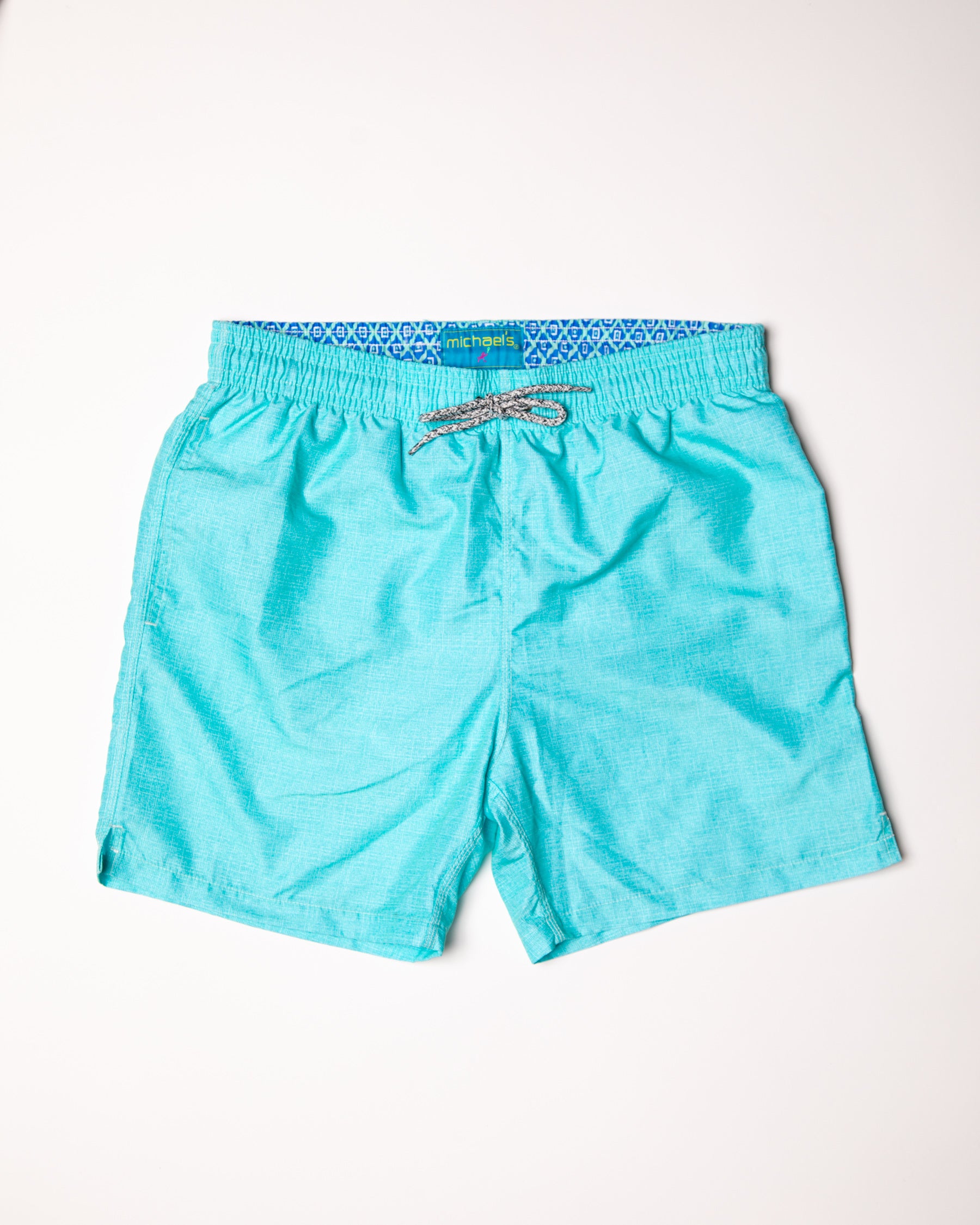 Men's Mesh Liner Swim Trunks - Solid Linen Aqua