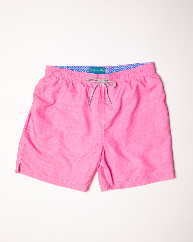Men's Mesh Liner Swim Trunks - Solid Linen Coral