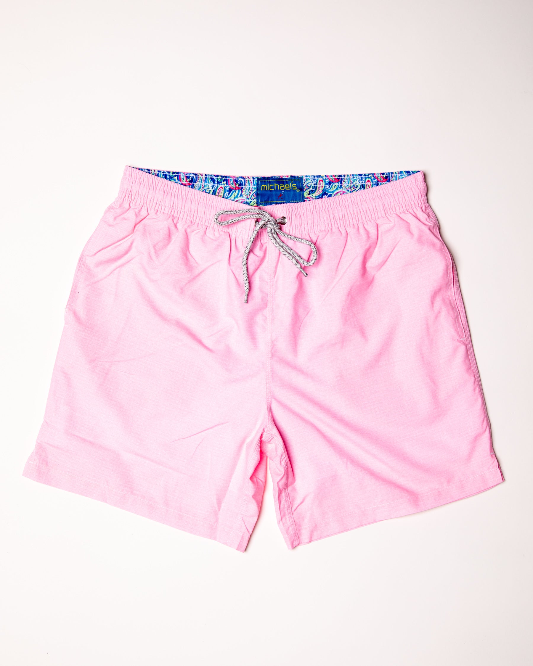 Men's Cyclist Liner Swim Trunks - Solid Linen Pink