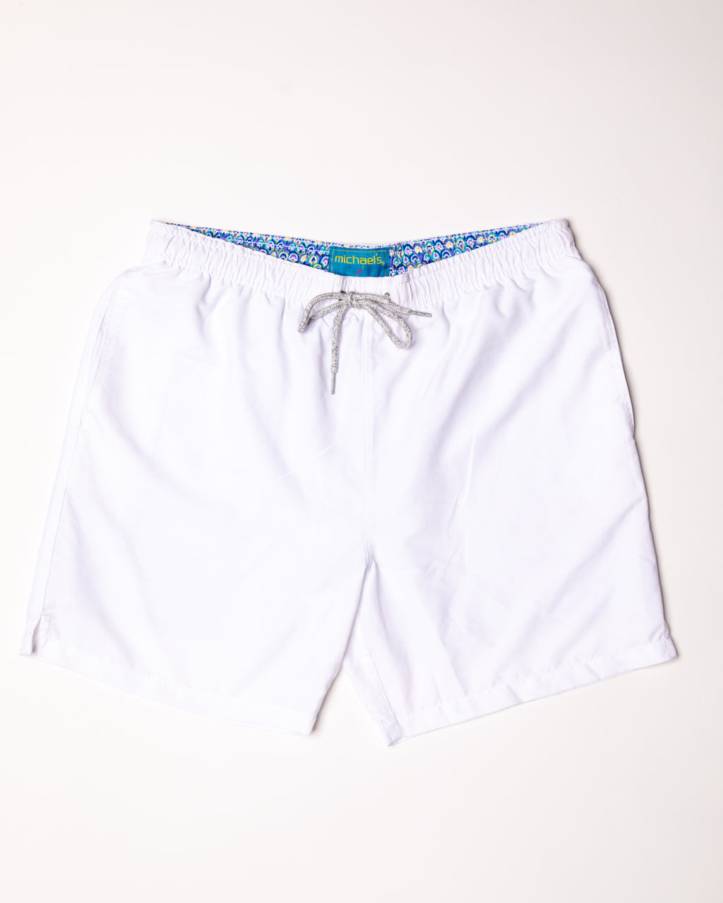 Men's Cyclist Liner Swim Trunks - Solid Linen White