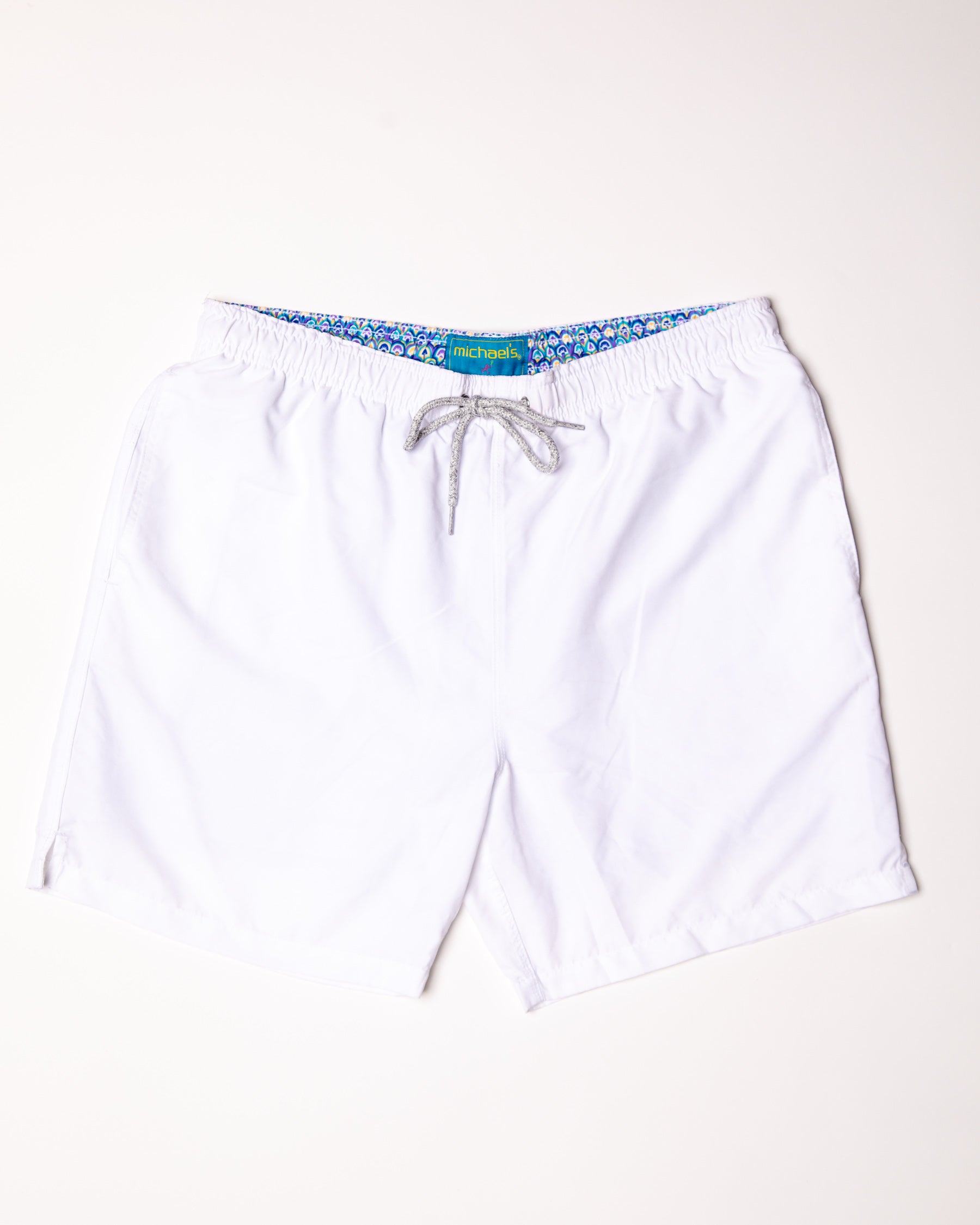 Men's Cyclist Liner Swim Trunks - Solid Linen White