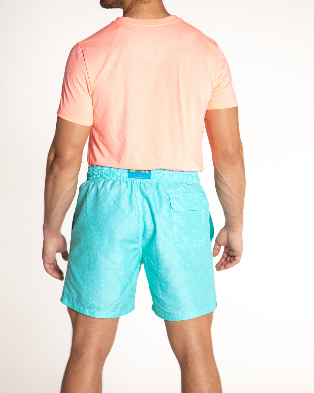 Men's Mesh Liner Swim Trunks - Solid Linen Aqua