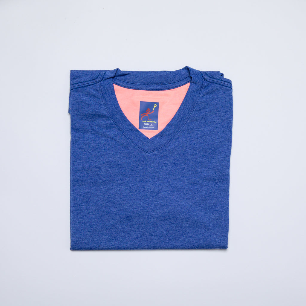 Men's Solid V-Neck T Shirt - Navy/Heather