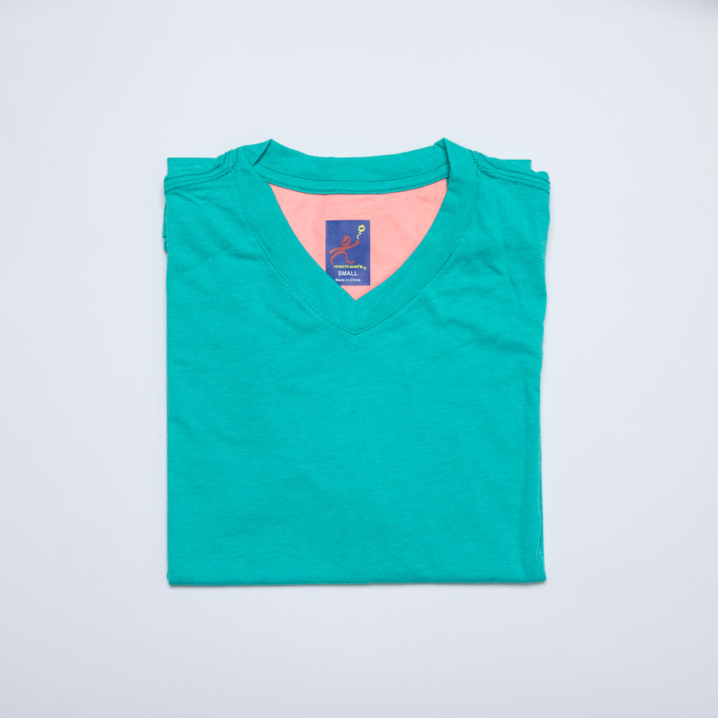 Men's Solid V-Neck T Shirt - Teal
