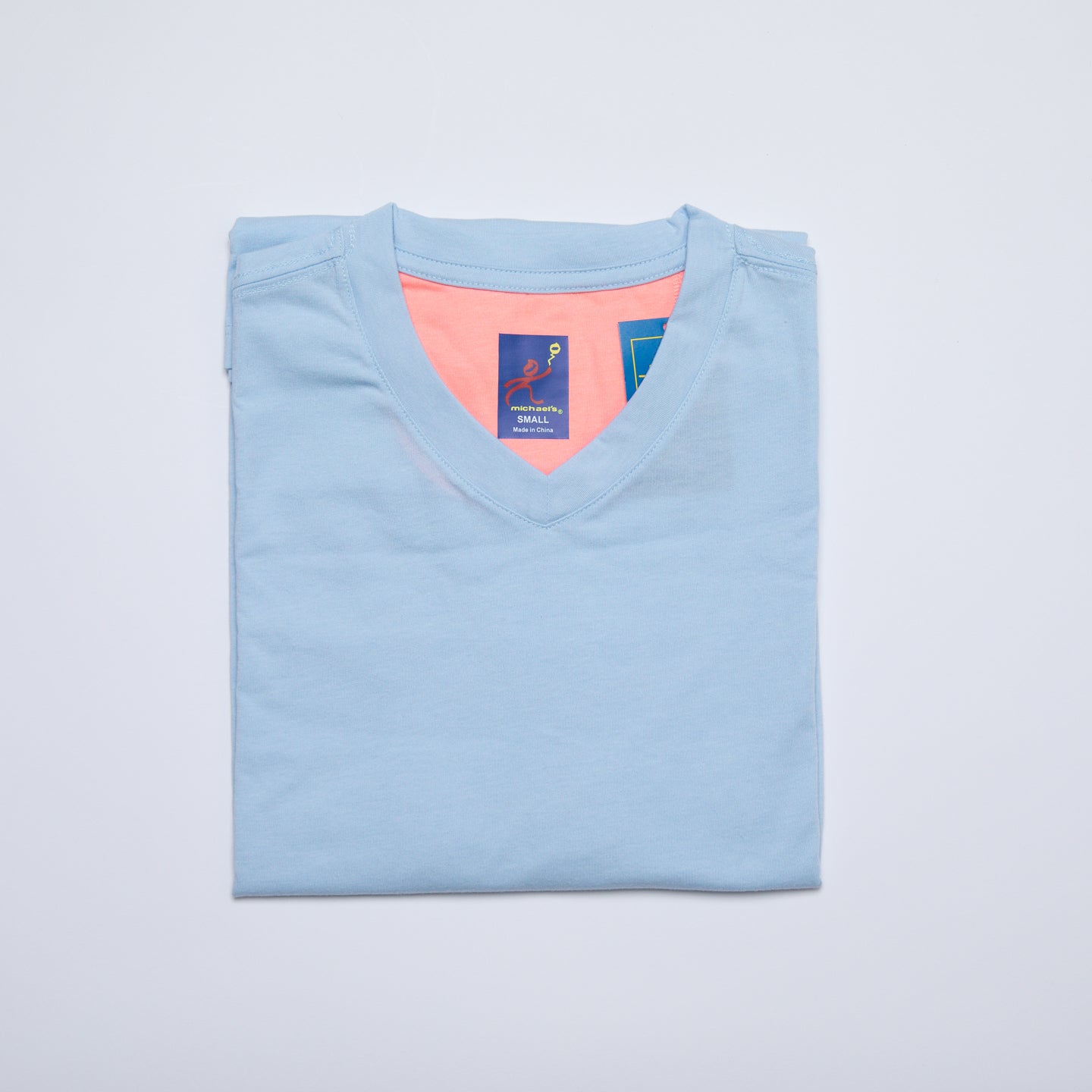 Men's Solid V-Neck T Shirt - Medium Blue