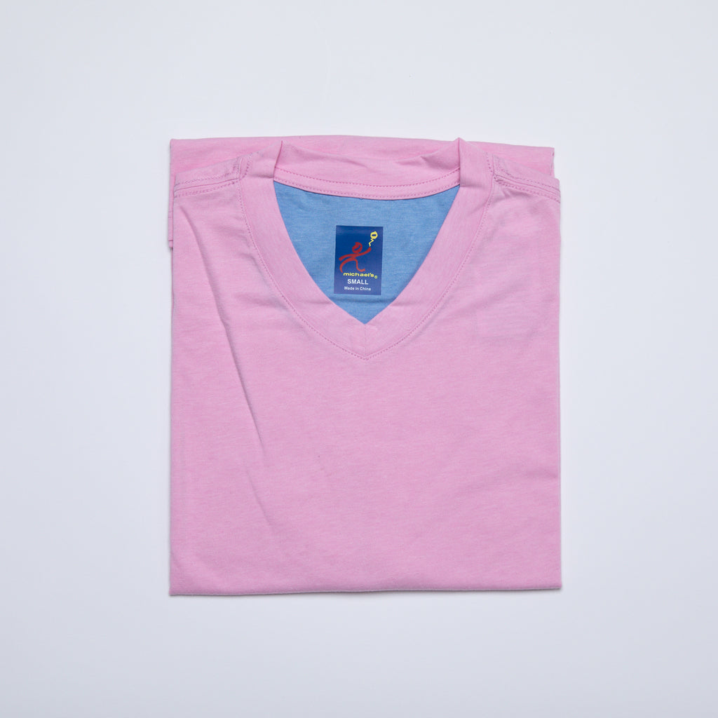 Men's Solid V-Neck T Shirt - Pink