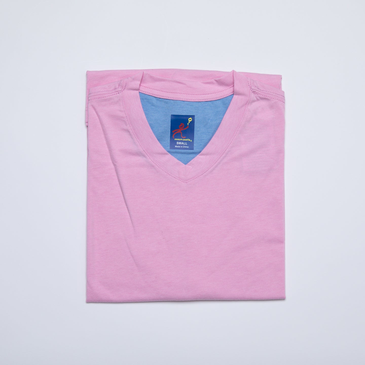 Men's Solid V-Neck T Shirt - Pink