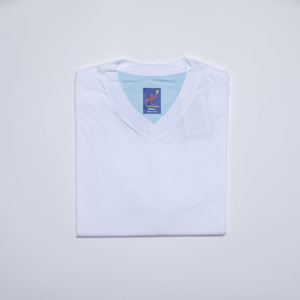 Men's Solid V-Neck T Shirt - White