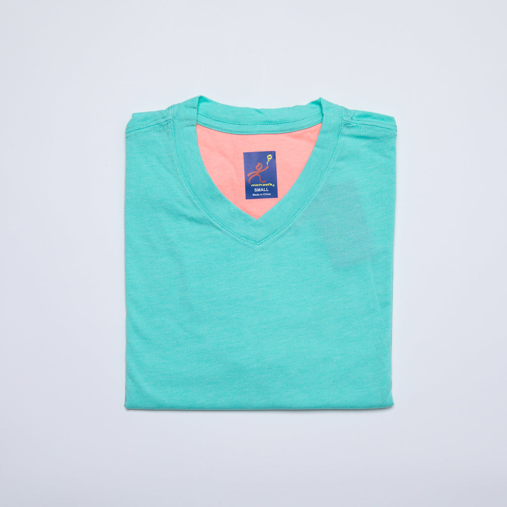 Men's Solid V-Neck T Shirt - Aqua