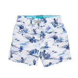 Men's Octopi Swim Trunk With Cyclist Liner - White