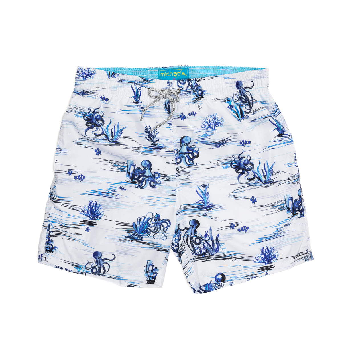 Men&#39;s Octopi Swim Trunk With Cyclist Liner - White