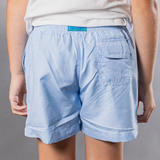 Boys Linen Printed Solid Swim Trunk With Cyclist Liner  Sky
