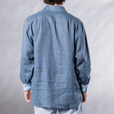 Men's Solid Linen Long Sleeve Shirt  Turquoise